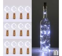 kolpop [12 pièces] LED Bouteille Guirlande, Guirlande Lumineuse, 2m 20 LED Lampes de Bouteille Étanche Fil en Cuivre Flexible Décoration pour Halloween, Noël, Partie, Mariage, Jardin, Pelouse