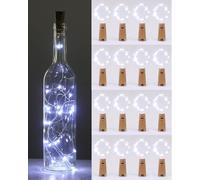 kolpop [16 pièces LED Bouteille Guirlande, 20 LED Pour Bouteille Guirlande 2m Lumineuse Bouteille LED Lampe Bouteille Étanche Fil d'argentFlexible Décoration pour Noël Partie Mariage, Blanc Froid