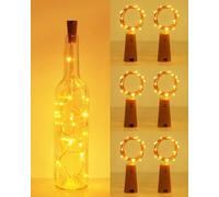 kolpop [6 pièces] LED Bouteille Guirlande, Guirlande Lumineuse, 2m 20 LED Lampes de Bouteille Étanche Fil en Cuivre Flexible Décoration pour Halloween Noël Partie Mariage Jardin Pelouse Blanc Chaud