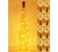 kolpop [8 pièces] LED Bouteille Guirlande, 20 LED Pour Bouteille Guirlande 2m Lumineuse Bouteille LED Lampe Bouteille Étanche Fil d'argentFlexible Décoration pour Noël Partie Mariage, Blanc Chaud