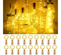kolpop Bouchon Lumineux pour Bouteille [18 pièces], [2M/20 LED] Guirlande Lumineuse, Étanche Guirlande Bouteille, Bouchon Lumineux pour Bouteille Décoration Mariage Party DIY Noël Coucher Blanc Chaud