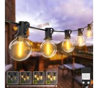 kolpop Guirlande Guinguette Exterieur [Dimmer&Minuterie] 13M/42FT, 15+1 G40 LED Guirlande Lumineuse Extérieur, Guirlande Ampoules avec Étanche pour Jardin Terrasse Mariage Fête Balcon Noël,Blanc Chaud