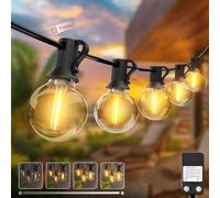 kolpop Guirlande Guinguette Exterieur Dimmer&Minuterie 23M/76FT, 30+3 G40 LED Guirlande Lumineuse Extérieur, Guirlande Ampoules avec Étanche pour Jardin Terrasse Mariage Fête Balcon Noël(Blanc Chaud)
