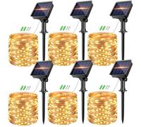 kolpop Guirlande Lumineuse Exterieure[Lot de 6], 8 Modes Guirlande Solaire Exterieur, Étanche 10M/32FT 80 LED Lumière Solaire Décorat pour Jardin Mariage Fête Noël Anniversaire Terrasse[Blanc Chaud]