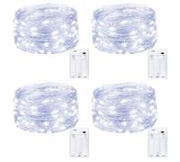 kolpop Guirlande Lumineuse [Lot de 4], Mini Guirlande LED a Pile 5m 50 LEDs Intérieur et Extérieur Décoration Lumière pour Chambre Noël Mariage Soirée Maison Jardin (Blanc Froid)