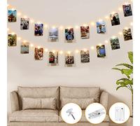 kolpop Guirlande Lumineuse Photo，5M 50LED Guirlande Photo Avec 30 Clips，Batterie Alimenté Guirlande Lumineuse Interieur Decoration pour Chambre，Fête, Mariage，Blanc Chaud