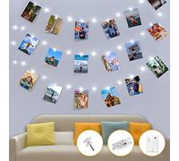 kolpop Guirlande Photo 50LED Guirlande Lumineuse Interieur Photo Chambre LED Avec 30 Photo Clips Batterie Alimenté Guirlande Lumineuse Pince Photo Decoration Chambre Accroche Photo,Fête, Blanc froid