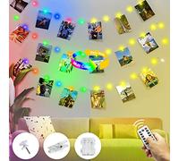 kolpop Guirlande Photo 50LED Guirlande Lumineuse Interieur Photo LED Avec 30 Photo Clips Batterie Alimenté Guirlande Lumineuse Pince Photo Decoration Chambre Accroche Photo,Blanc chaud + couleur