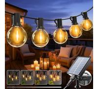 kolpop Guirlande Solaire Exterieur Dimmable, 8 Modes 10M Guirlandes Lumineuse Exterieure Solaires, IP65 Étanche Lumiere Guinguette Ampoule pour Jardin Terrasse Cour Pergola Fête