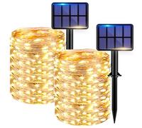 kolpop Guirlande Solaire Exterieur [Lot de 2], Totale 44M 440LED Lumineuse Extérieur, 8 Mode Étanche Guirlande Led Exterieur pour Jardin Arbre Terrasse Mariage Noël Cour Maison Fête Décora Blanc Chaud