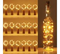 kolpop Lot de 18 Guirlande led à pile, 2M 20 Mini LED Guirlande Lumineuse Pile Étanche pour Intérieur,Chambre, bouteille, Mariage, Fête, Noël Décoration