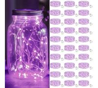 kolpop Lot de 30 guirlandes lumineuses LED à piles, 2,1 m, 20 mini guirlandes lumineuses scintillantes, alimentées par piles, étanches pour Noël, bocaux Mason et fêtes (violet)