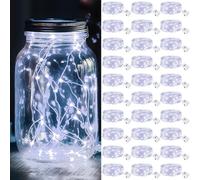kolpop Lot de 30 guirlandes lumineuses LED à piles, 2,1 m, 20 mini guirlandes lumineuses scintillantes, alimentées par piles, étanches pour Noël, bocaux Mason et fêtes (blanc froid)