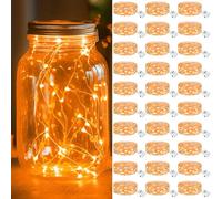 kolpop Lot de 30 guirlandes lumineuses LED à piles, 2,1 m, 20 mini guirlandes lumineuses scintillantes, alimentées par piles, étanches pour Noël, bocaux Mason et fête (orange)
