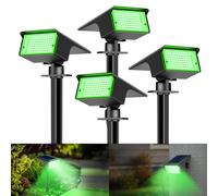 kolpop Lot de 4 Spot Solaire Exterieur, 77 LED Lampe Solaire Exterieur Jardin Puissante avec 3 Modes d'Éclairage, Lumiere Solaire Exterieur IP65 Étanche pour Jardin Allée Chemin, Vert