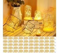 kolpop Lot de 50 guirlandes lumineuses LED à piles, 2,1 m, 20 mini guirlandes lumineuses scintillantes, alimentées par piles, étanches pour Noël, bocaux Mason et fêtes (blanc chaud)