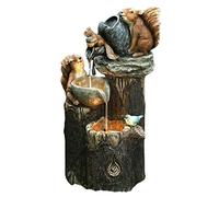 KOLUZ Fontaine eau extérieur, Fontaine solaire écureuil en poly-résine, cascade LED, relaxation