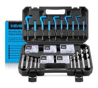 Kolvoii Kit de réparation de filetage hélicoïdal SAE, 156 pièces, 6,3 mm, 5/16", 3/8", 7/16", 1/2", kit hélicoïdal professionnel avec foret HSS, tarauds et inserts en acier inoxydable pour réparation