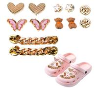 KOLZEMV 12PCS Accessoires de Chaussure en Strass, pins crocs, Décorations de Chaussures de Bricolage, Breloques de Chaussures pour Femme Sabots Ornements de Chaussure Bricolage, Cadeaux de Fête