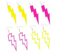 KOLZEMV 4 paire de boucles d'oreilles en acrylique fluo style rétro 80 90 pour fête à thème, Boucles d'oreilles boucle d oreille pour femme, fête costumée, bal masqué, femme et fille