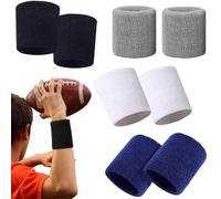 KOLZEMV 4 paires Serre Poignets Bracelets pour Sports, poignet eponge, bandeau poignet sport, Bracelet Poignet de Sport, Serre Poignet Sweatbands Absorbants pour Gym/Tennis/Course/Basket-Ball