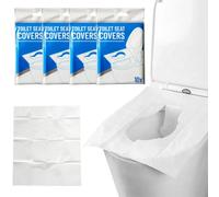 KOLZEMV 40 Pièces Toilette WC, Housse de Siège de Toilette en Papier Biodégradable, Protection Cuvette Toilette, Imperméable Protège Cuvette WC, Portable Emballage Individuel, protege toilette jetable