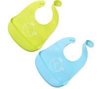 KOLZEMV Bavoir pour Bébé en Silicone, Lot de 2 Imperméable Ultra Fins et Léger Bavoirs pour les repas en Silicone pour Bébés et Tout-petits, bavoirs bebe, bavoir silicone bebe, Facile à Nettoyer