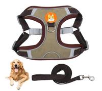 KOLZEMV Harnais pour Chien Anti-tir, Harnais Chien, Harnais Réglable pour Chiot avec Clips de Laisse, Harnais Réfléchissant et Ensemble de Laisse pour Chiens de Petite et Moyenne Taille（L）