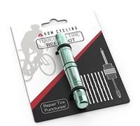 KOM Cycling Kit de réparation de pneus sans chambre à air pour vélo - 8 couleurs - Répare les crevaisons de pneus de VTT et vélo de route - Fourche de réparation de pneu et alésoir - 8 bandes de bacon