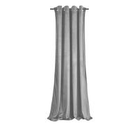 KOMA Rideau occultant en Velours à œillets Gris 140x250 cm | Bloque efficacement la lumière extérieure et crée une ambiance cosy. Tissu 100 % polyester, œillets Ø4 cm, poids 1,1 kg.