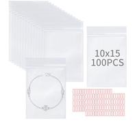 KOMABLEN 100 Pièces Sachet Plastique Transparent, 10x15cm Sachet Zip Refermables, Étanche Petite Pochette Plastique Avec des Autocollants, Petite Pochette Pour Ranger des Bijoux, des Objets Artisanaux