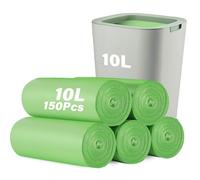 KOMABLEN 150 Sac Poubelle 10l, 5 Rouleaux Biodégradables Sac Amidon de Maïs, Résistant Sacs Poubelle Compostable, Vert Sacs Poubelle pour Salon, Aliments, Salle de Bain, Ménages(45x50cm)