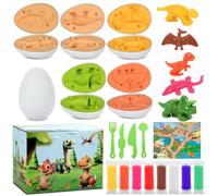 KOMABLEN 18 Piezas Kit Pate a Modeler Dinosaure, Accessoire Moule Pate a Modeler avec Huevo Dinosaurio, Outils pour Plasticine Jouet Enfant pour Garçons Filles 3 4 5 6 Ans