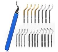 KOMABLEN 21 pièces Ebavureur Outil D'ébavurage, Burr Remover avec 20 Lames de Rechange en 5 Modèles, 360°Rotatif Ebavureur Cuivre Ebavurage Manuel pour l'impression 3D, Aluminium, Plastique, Cier