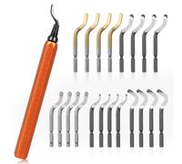 KOMABLEN 21 pièces Ebavureur Outil D'ébavurage, Burr Remover avec 20 Lames de Rechange en 5 Modèles, 360°Rotatif Ebavureur Cuivre Ebavurage Manuel pour l'impression 3D, Aluminium, Plastique, Cier