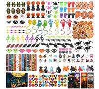 KOMABLEN 224Pcs Pinata Halloween Jouet Enfant, Halloween Decoration Cadeau Anniversaire, Helloween Accessoire Cadeau Invite Anniversaire avec Araignée, Stickers, Tatouage, Sachet Bonbon