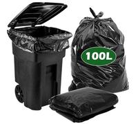 KOMABLEN 50 Grand Sac Poubelle 100L, Noir 50µ Sacs Poubelle, Anti-Fuites Sac Poubelle Jardin, Anti-Perforation Sacs Poubelles pour la Maison, Cuisine, Jardin