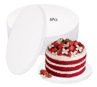 KOMABLEN 6 Pièces Plateau Gateau, 12mm Support Gateau Rond, Non Collant Cake Board 30 cm, Réutilisables Disque Gateau pour Mariage, Anniversaire, Fête