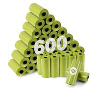 KOMABLEN 600 Pièces Sac a Crottes Chien Biodegradable, 40 Rouleaux Sac a Caca pour Chien avec Distributeur Chien, Portable et Anti-Fuite Ramasse pour Chiens 33x22.8cm