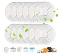 KOMABLEN Lot de 12 Round Filtre Fontaine Eau Chat, Filtre Fontaine avec la résine et Charbon Actif, Quadruple Filtration Remplacement Filtre Fontaine à Eau pour Chien