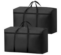 KOMABLEN Lot de 2 sacs de rangement de 180 l pour couettes, 600D, Oxford 600D, imperméable, grand sac de voyage avec fermeture éclair et poignée pour vêtements, literie, couvertures