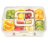 KOMABLEN Snack Box à 8 Compartiments, Boîte à Goûter en PP, Passe au Lave-vaisselle, Bol à Collation avec Couvercle Poignée, Assiette à Collation Portable pour Bonbon Fruit Biscuit