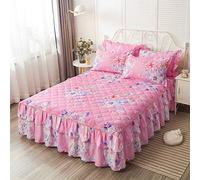 KOMAGOME Parure de lit 3 pièces à volants, couvre-lit doux et chaud avec volants anti-poussière, 3 couvertures latérales, doux et chaud (mer de fleurs, 150 x 200 cm, pour lit de 1,5 m)