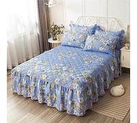 KOMAGOME Parure de lit 3 pièces avec jupe de lit à volants anti-poussière, 3 couvertures latérales, doux et chaud (amour profond, 150 x 200 cm, pour lit de 1,5 m)