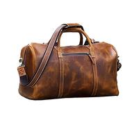 KomalC Sac de sport en cuir pour voyage, gym, sport, week-end, cabine fourre-tout, marron, M