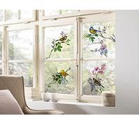 Komar 16007 Lot de 2 planches de stickers pour fenêtre Motif oiseaux et oiseaux chantants 31 x 31 cm