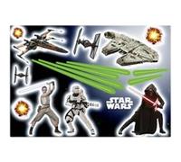 KOMAR 17 Stickers géant War Star Wars Rey, stormtrooper, et vaisseaux spaciaux 50 x 70 cm Multicolors G