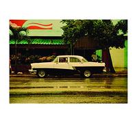 Komar Cuba Car Poster Mural sans Cadre, Weiß, Schwarz, Bunt, P122B-40x30