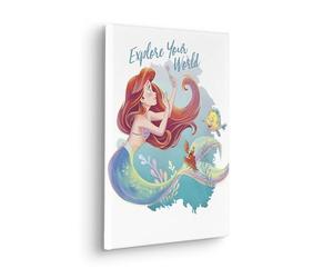 Komar Disney Ariel Explore your World Tableau sur châssis 30 x 40 cm pour chambre d'enfant, décoration murale, bleu