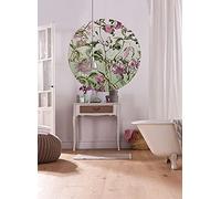 Komar Dot D1-075 Papier peint photo non tissé rond et autocollant - Louloudi - Ø 125 cm - Fleurs - Papier peint mural, chambre à coucher, salon, décoration murale